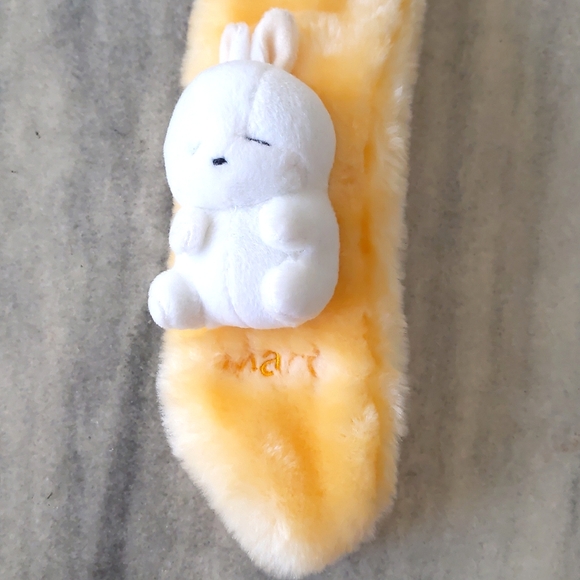 NWOT. Kids Fluffy scarf with embroidery and stuffed rabbit. - Picture 3 of 4